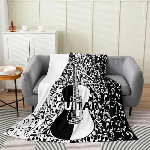 Miniatura 22 de Castle Fairy Manta de forro polar con botas de vaquero, manta de guitarra musical bohemia para niños y niños, manta de vaquera rústica occidental
