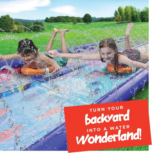Miniatura 7 de Undersea Water Dual Slip and Slide - 18 pies x 5 pies deslizante con almohadilla de salpicaduras y rociador, tobogán acuático con tablas inflables
