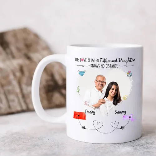 Miniatura 3 de Taza de café blanca con texto en inglés «Choose States Names», 11 tazas de 15 onzas con texto en inglés «The Love Between Father And Daughter Knows