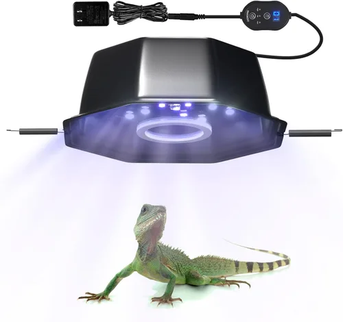 Luz LED UVB para reptiles, UVB 5.0/10.0 luz de reptil regulable, brillo ajustable lámpara de reptiles con temporizador para reptiles de selva