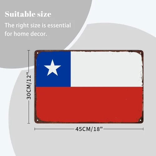 Miniatura 2 de Letrero de metal de Chile para decoración de pared, placa de pared de bandera de Chile, bandera patriótica de país para decoración de pared