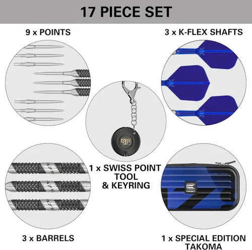 Miniatura 4 de Target Darts 975 Ultra Marine - Juego de dardos con punta de acero de tungsteno 97.5%, dardos de punta suiza con vuelo y eje integrados K-Flex