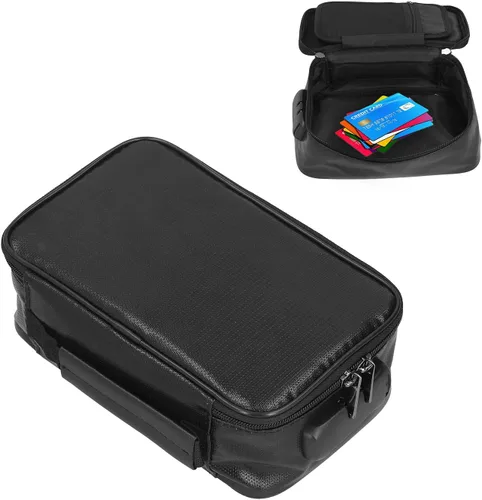 Zerodis Caja de archivos ignífuga con cerradura, caja de almacenamiento de archivos, caja de archivos portátil, gabinete de archivos para oficina en