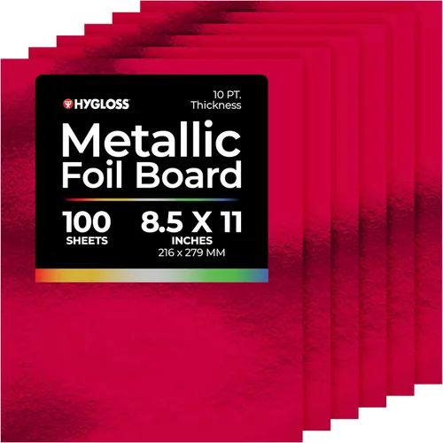 Miniatura 12 de Hygloss Hojas de cartulina metálica, 100 hojas de oro mate, 8.5 x 11 pulgadas, resistentes, 10 puntos, papel de cartón metálico para manualidades