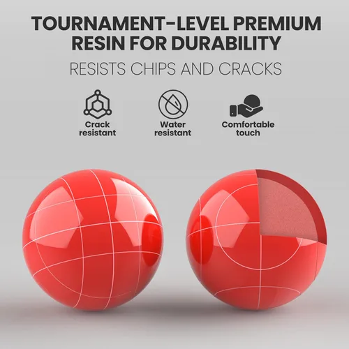 Miniatura 6 de Juego de bolas de bochas de 3.937 in (3.937 in), tamaño y peso regulables para césped, juego de bocci de playa para 2-8 jugadores (rojo y negro)