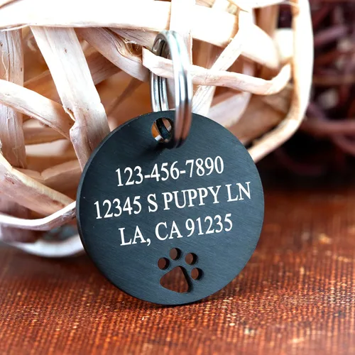 Miniatura 3 de Ultra Joys Etiquetas para perros personalizadas para mascotas, etiqueta de identificación de mascotas con pata hueca, placa para perro grabada