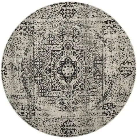 Miniatura 11 de SAFAVIEH Evoke Collection EVK260T Medallón oriental envejecido de 2'2" x 4', color marfil y negro, no desprende pelusa, alfombra de acento para sala