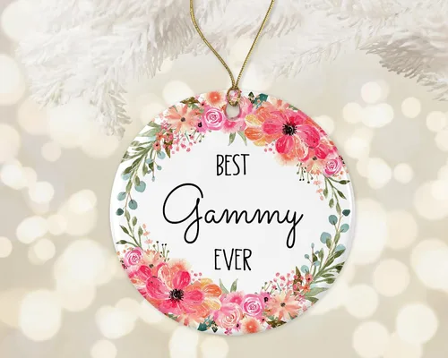 Best Gammy Ever Adorno de Navidad, adorno de Navidad de flores gammy, adorno de Navidad para Gammy de hijo, hija, regalos de nanna, adorno de