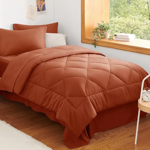 Miniatura 47 de CozyLux - Juego de edredón en una bolsa, para dormitorio universitario, todas las estaciones, edredón, sábanas y fundas para almohada y decorativas
