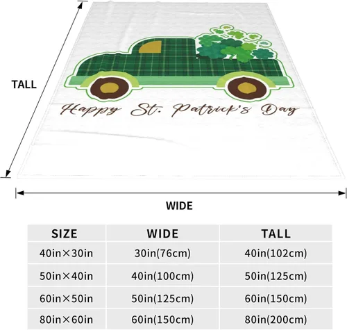 Miniatura 3 de Manta del día de San Patricio, manta decorativa de tréboles verdes irlandeses para primavera, 40 x 50 pulgadas, manta de franela suave para viajes