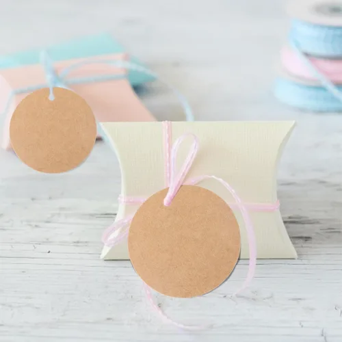 Miniatura 7 de G2PLUS 100 etiquetas de regalo de papel kraft con cuerda, etiquetas de papel redondas de 2.2 pulgadas, etiquetas colgantes en blanco, etiquetas