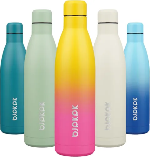 Miniatura 114 de BJPKPK Botellas de agua de acero inoxidable con aislamiento de 17 onzas, mantiene el frío y el calor, brillante oro rosa Oro rosa brillante