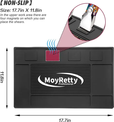 Miniatura 2 de MoyRetty Tapete organizador magnético de peluquero para cortapelos (17.7 x 11.8 pulgadas), almohadilla de silicona profesional antideslizante