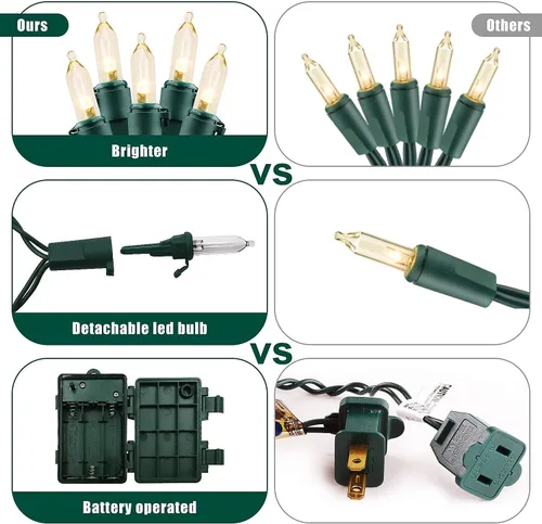 Miniatura 4 de Luces de Navidad - Tiras de luces operadas con batería de 50 luces LED, mini luces con temporizador automático y 8 modos de iluminación para corona
