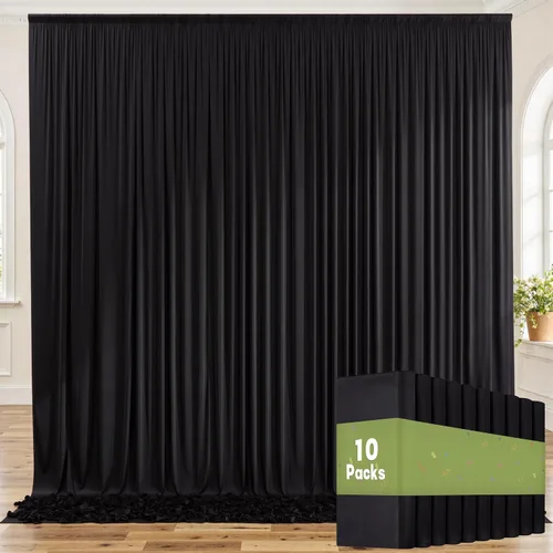 Miniatura 26 de Cortinas de telón de fondo granate de 10 pies x 10 pies sin arrugas para fiestas, 2 paneles de cortinas de telón de fondo de poliéster sedoso