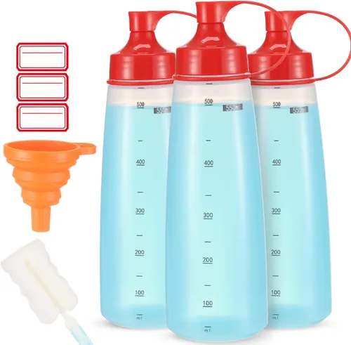 Miniatura 14 de Botella exprimidora de condimentos para salsas de boca ancha, botellas de plástico para condimentos, pintura, salsa de tomate, mostaza, aceite