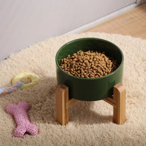 Miniatura 6 de Petygooing Tazón de cerámica elevado/relevado de 28 OZ para perros de razas pequeñas y medianas, plato de agua y comida para perros con soporte