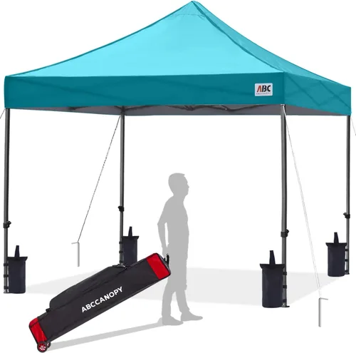 Miniatura 29 de Abccanopy - Carpa de toldo para tienda de campaña comercial instantánea con bolsa de transporte con ruedas, 4 bolsas de arena, Blanco