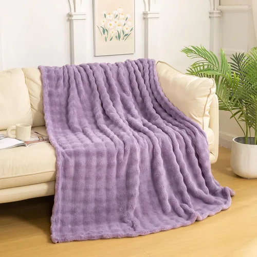 Miniatura 35 de YUSOKI - Manta de forro polar 3D con burbujas Felpa ultrasuave y esponjosa de 13.44 oz/m² Manta ligera y acogedora para sofá cama Para todas
