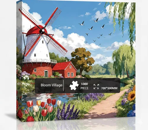Rompecabezas de 1000 piezas para adultos, serie estaciones, hermoso arte natural, juego meditativo para aliviar el estrés, grande de 28 x 20