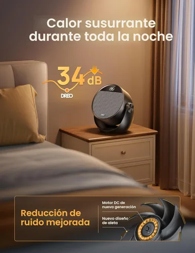 Miniatura 7 de Dreo Calentador de espacio de 1500 W, inclinación ajustable de 60°, calentadores eléctricos portátiles de 10.5 pies/s para uso en interiores