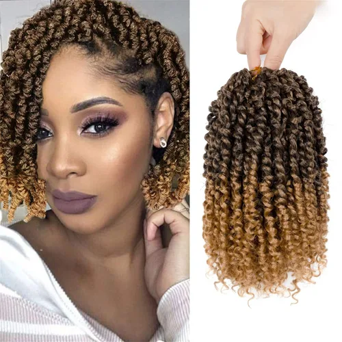 Miniatura 57 de Pelo de Passion Twist – 8 paquetes de 18 pulgadas Passion Twist Crochet para mujeres, cabello rizado pretrenzado Passion Twists extensiones de #2