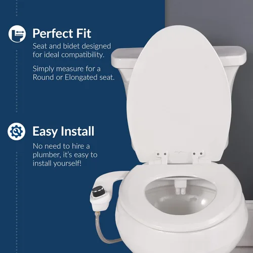 Miniatura 5 de Bio Bidet Cassel - Paquete de bidé con asiento de inodoro de cierre lento que nunca se afloja con ajuste perfecto, rociador de agua fresca, bidé