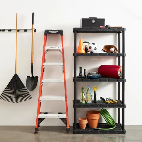 Miniatura 2 de Gracious Living Estantes de Almacenamiento de Plástico de 5 Estantes, Unidad de Estantería de Garaje Resistente, Negro - Estante Organizador de Pie