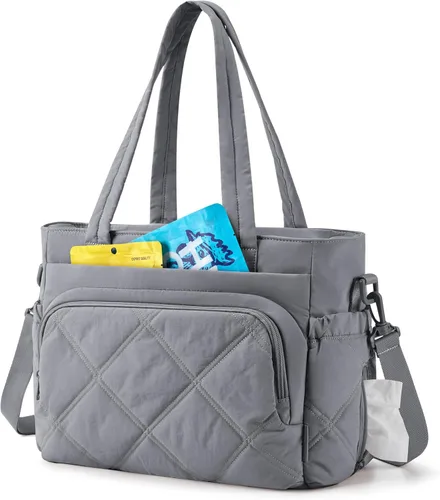 Miniatura 10 de BAGSMART Bolsa de Almuerzo para Mujer, Bolsa de Almuerzo Grande con Aislamiento, Bolsa de Mano Acolchada con Múltiples Bolsillos para Trabajo, Aire