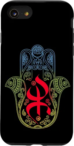 Miniatura 18 de Funda para iPhone 13 Pro Max Khamsa Amazigh Berber con símbolo de Yaz con colores vibrantes de la bandera