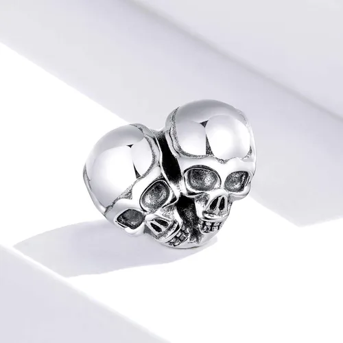 Miniatura 2 de Pulseras de plata de ley 925 para mujer, cuentas de calavera de Halloween, para pulseras Pandora y amigas (dijes de calavera plateada), Cristal