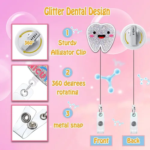 Miniatura 2 de Carrete de insignia de diente dental, accesorios para asistente dental, carretes de insignias de higienista dental, retráctiles para enfermeras