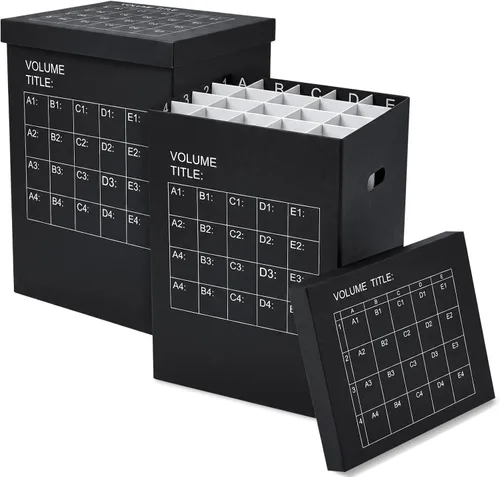 Miniatura 8 de PerKoop Paquete de 2 soportes organizadores de almacenamiento para almacenar pósteres, gráficos de anclaje, 40 ranuras de 25 x 17.7 x 14.2 pulgadas