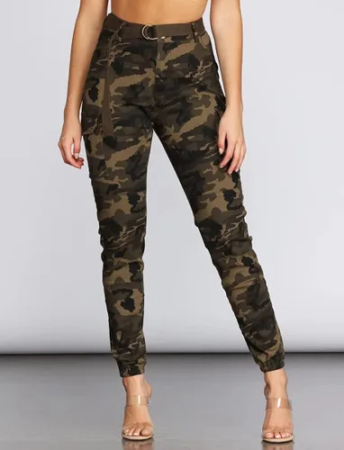Miniatura 6 de Pantalones de senderismo tipo cargo para mujer, pantalones de camuflaje ajustados, casuales, para exteriores, pantalones deportivos con bolsillos