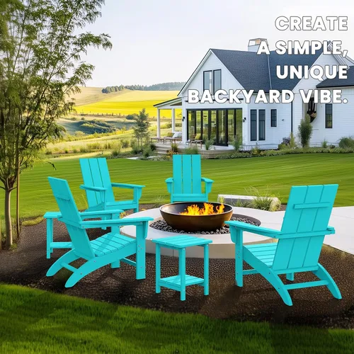 Miniatura 6 de Silla Adirondack moderna, sillas de patio de plástico HDPE para todo tipo de clima, silla para hoguera, sillas de césped al aire libre para terraza