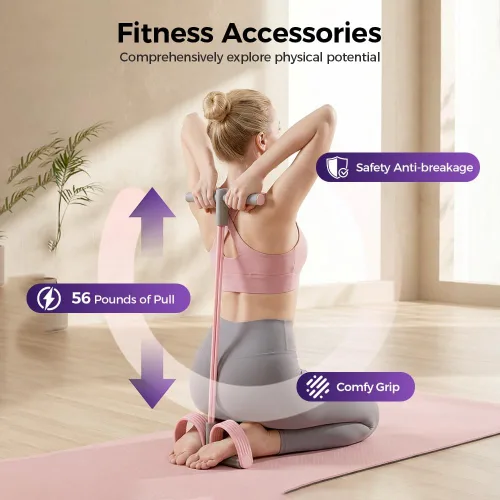 Miniatura 6 de Bandas de resistencia de pedal con asas, banda de resistencia elástica mejorada para yoga, pedal de entrenamiento manual de 6 tubos, bandas