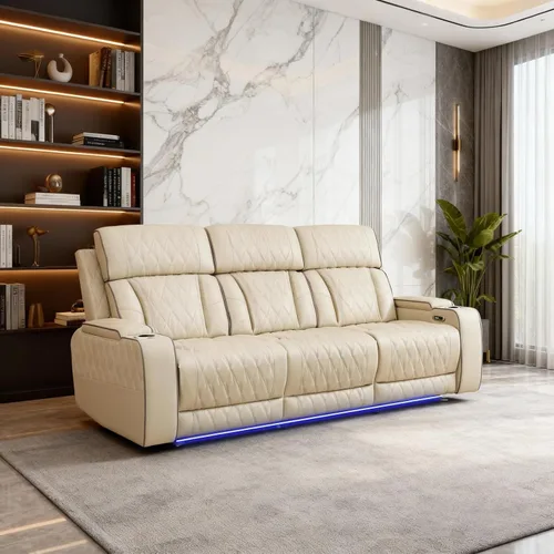 Miniatura 24 de Juegos de muebles de sala de estar, sofá modular reclinable eléctrico con luces LED, juego de sofá de cuero, sofá reclinable para sala de estar
