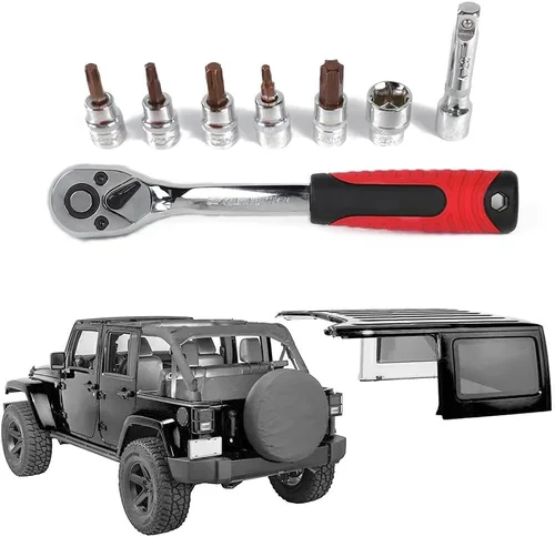 Kit de llaves de casquillo JeCar para la eliminación de techo rígido y puerta, juego Torx compatible con Jeep Wrangler 1997-2023 TJ JK JL y