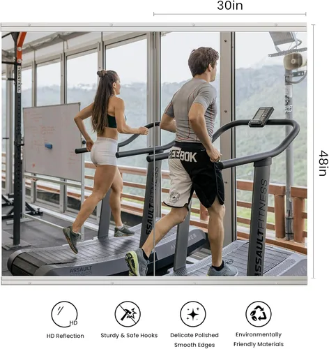 Miniatura 4 de JAMBALAY Espejo de cristal templado para el gimnasio en casa, 2 piezas de 48 x 30 pulgadas, espejos grandes de cuerpo completo HD para baile, yoga