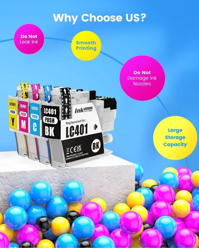 Miniatura 5 de Cartuchos de tinta compatibles de repuesto para impresoras de inyección de tinta Brother LC401 LC 401 para funcionar con impresoras de inyección