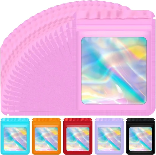 Miniatura 11 de Jetmore 100 piezas Bolsas Holográficas Mylar Resellables para Pequeñas Empresas Bolsa de Embalaje Sellable para Dulces Almacenamiento de Alimentos
