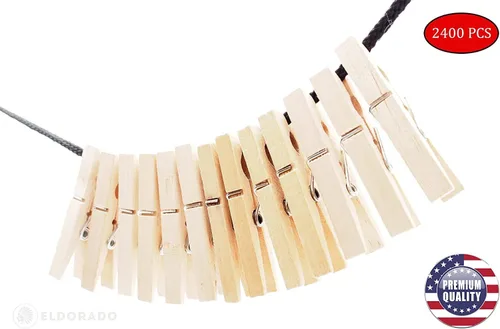 Miniatura 4 de Eldorado Pinzas para ropa, madera ntural estándar, a prueba de manchas, 3 pulgadas, paquete de 2400 unidades, para uso diario, ropa, toallas