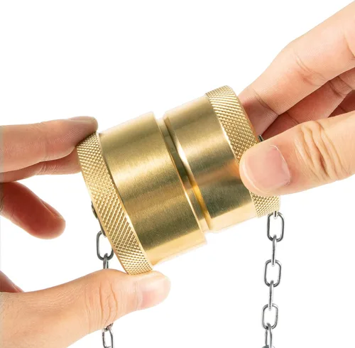 Miniatura 4 de Juego de tapones y tapón macho y hembra para acoplador estilo ala de línea húmeda de 1 pulgada, tapa antipolvo de latón con cadena de acero, 1
