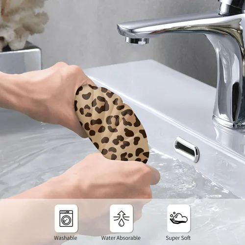 Miniatura 6 de Perinsto Toalla de mano con estampado de leopardo, toalla decorativa de piel de animal, multiusos para baño, cocina, gimnasio y spa, 27.5 x 15.7