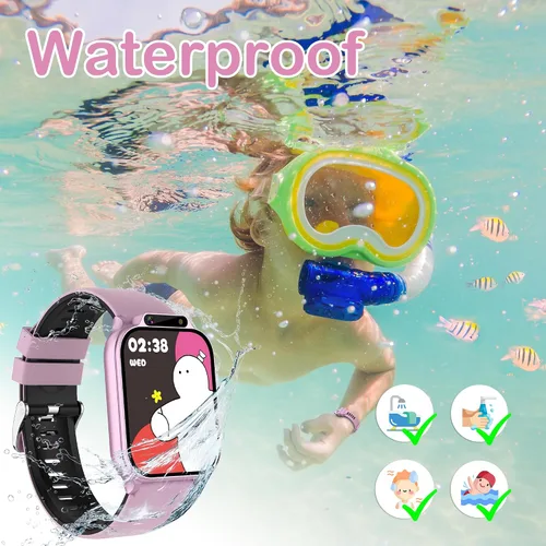 Miniatura 3 de Relojes inteligentes para niños con rastreador de fitness, modo deportivo impermeable IP68, dial de ritmo cardíaco, monitor de sueño, podómetro, Rosa