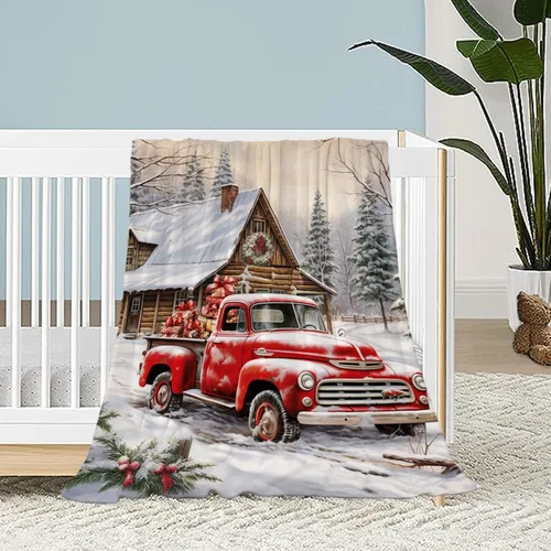 Miniatura 25 de Manta de Navidad para bebé, pequeña, roja, con copos de nieve de Navidad, manta de invierno y vacaciones, manta para arrullo de niños pequeños