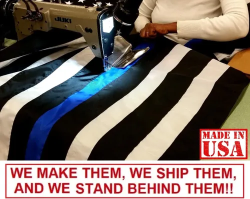 Miniatura 4 de US Flag Factory Bandera estadounidense de línea azul delgada de 3 x 5 pies (estrellas bordadas, rayas cosidas) para oficiales de policía, bandera