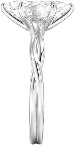 Miniatura 3 de IGI Certified Twisted Solitaire Marquise Cut Lab Created Diamond Engagement Ring In 14k White Gold (D-E Color, VS1-VS2 Clarity Center)