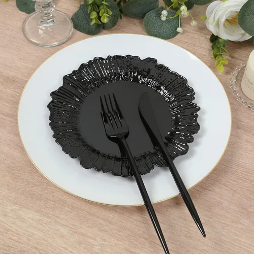 Miniatura 4 de Efavormart - Juego de 20 platos de plástico con diseño de arrecife negro, platos de fiesta de postre y aperitivo de 7 pulgadas, elegante vajilla