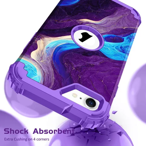 Miniatura 2 de Hocase Funda para iPhone SE 2022/2020, resistente a prueba de golpes, de plástico duro+goma de silicona, funda protectora híbrida para iPhone SE